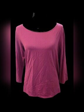 NWT Eileen Fisher Viscose Jersey Knit, Ballet Neck Top, Berry, Long Sleeved